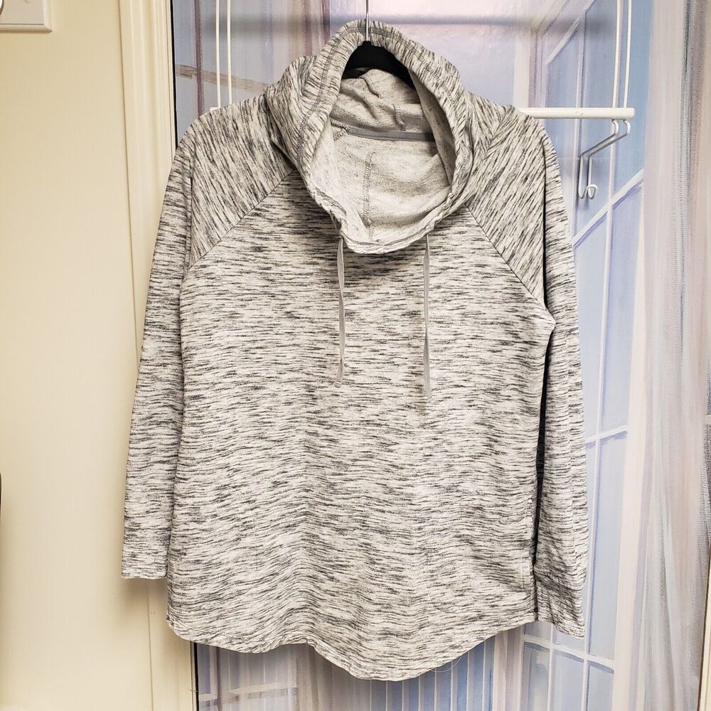 Mossimo Sweatshirt Gray Crop Large Woman’s Drawstring Hooded with ockets